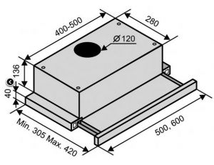 Вытяжка VENTOLUX GARDA 50 INOX (450)