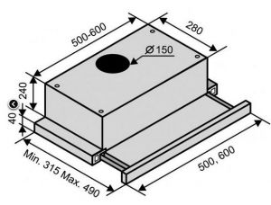 Вытяжка VENTOLUX GARDA 60 BK GL (1000) IT
